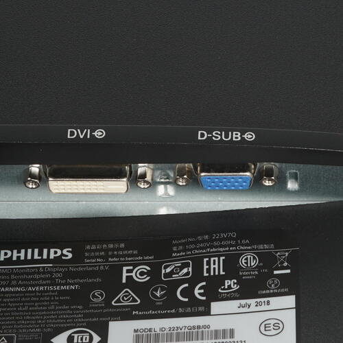 Монитор Philips 21,5" 1920x1080 IPS W-LED 16:9 8ms VGA DVI 10M:1 178/178 250cd Tilt Black 223V7QSB/00 223V7QSB/00