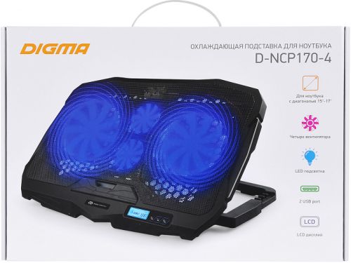 Подставка Digma для ноутбука 17"390x280x28мм 2xUSB 4x 70/125ммFAN 750г черный D-NCP170-4 D-NCP170-4 #6