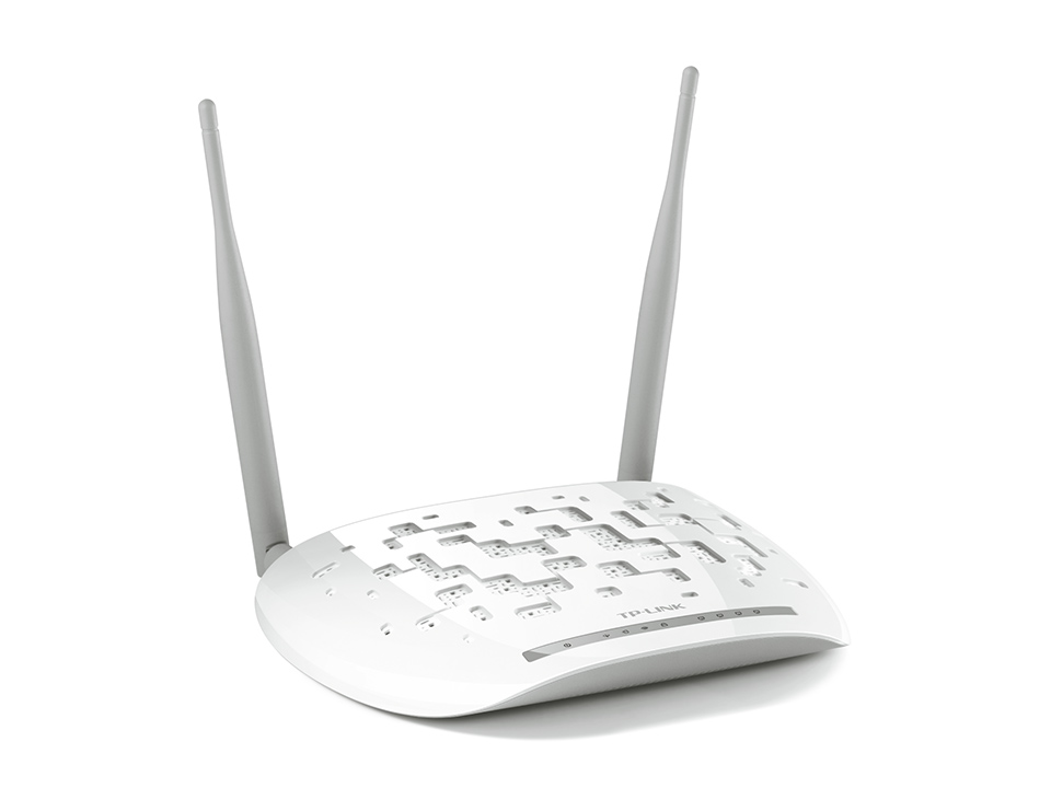Маршрутизатор TP-Link 300n, модем ADSL2+, Annex B, 802.11b/g/n, 1* RJ11, 4*RJ45 10/100, 2 съёмные 5 дБи антенны, ADSL-спли TD-W8961NB TD-W8961NB