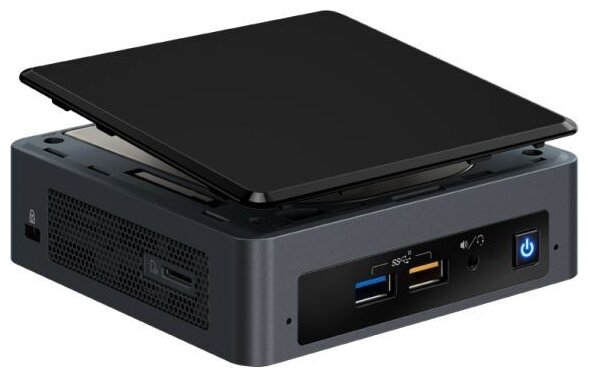 Неттоп Intel NUC Kit: QuadCore i5-8259U 2.3 GHz – 3.8 GHz Turbo, 2x DDR4 1.2V SODIMM (max 32GB), NVMe/SATA M.2 SSD (42/80mm), 4K Iris 655 (1x DP via USB-C + 1x 4K HDMI), - БЕЗ ШНУРА BOXNUC8I5BEK BOXNUC8I5BEK
