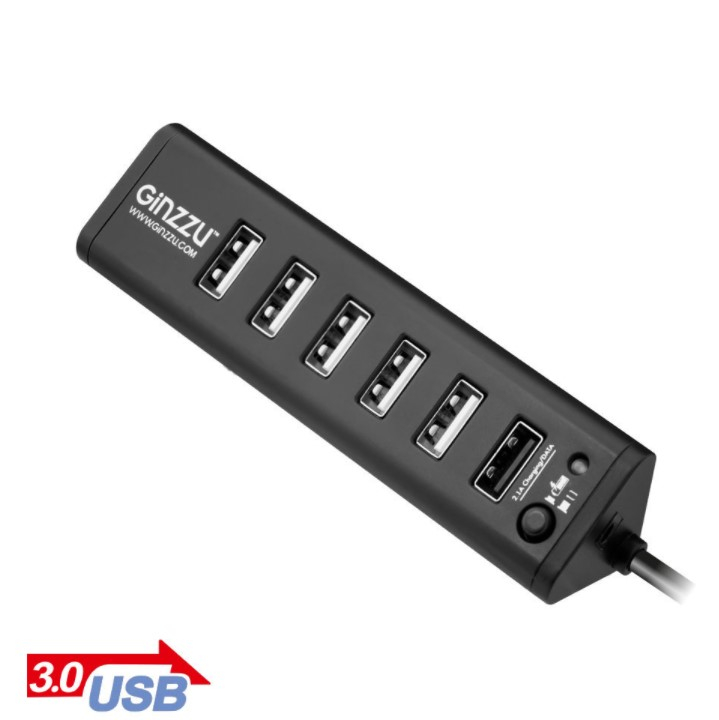 Концентратор USB Ginzzu  USB 3.0/2.0 Ginzzu GR-315UB, 7 портов (1xUSB3.0+6xUSB2.0)  GR-315UB GR-315UB