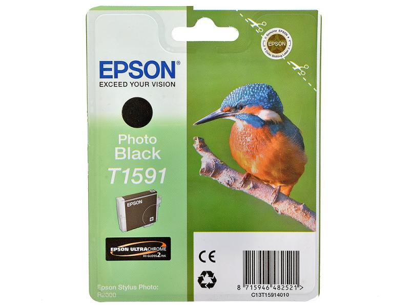 Картридж струйный Epson C13T15914010 for T1591 для Stylus Photo R2000 ((Photo Black) C13T15914010