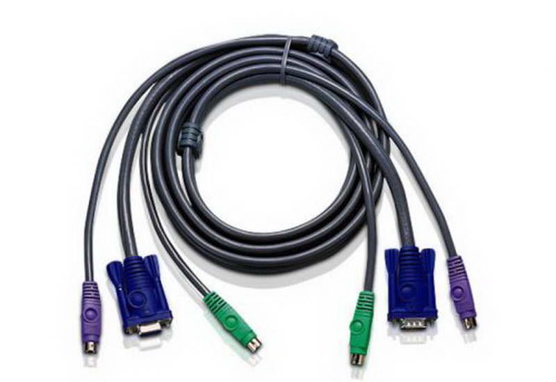 Кабель ATEN монитор+клав.+мышь PS/2, HD DB15+2x6MINI-DIN, Male-Female, опрессованный, 20 м. 2L-1020P 2L-1020P