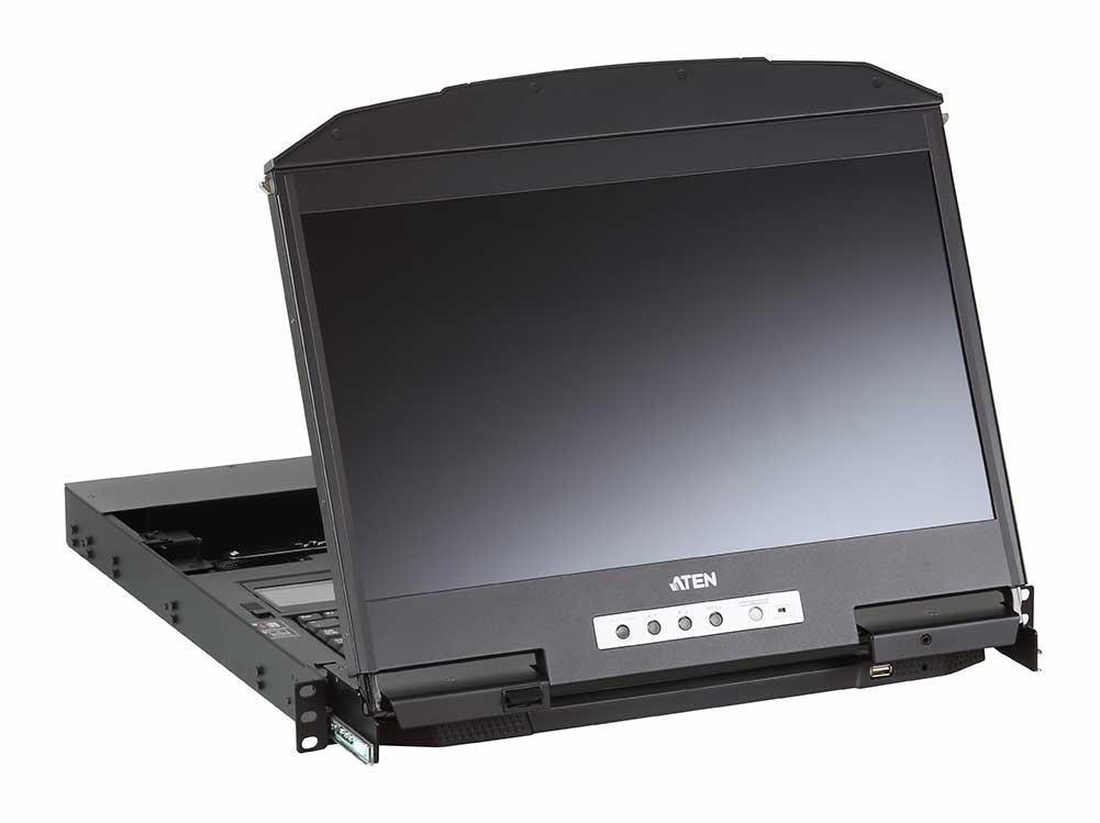 Консоль ATEN 18.5" Ultra Short Depth Dual Rail WideScreen LCD Console (USB, HDMI / DVI / VGA, 1920x1080) CL3800NW-ATA-RG CL3800NW-ATA-RG