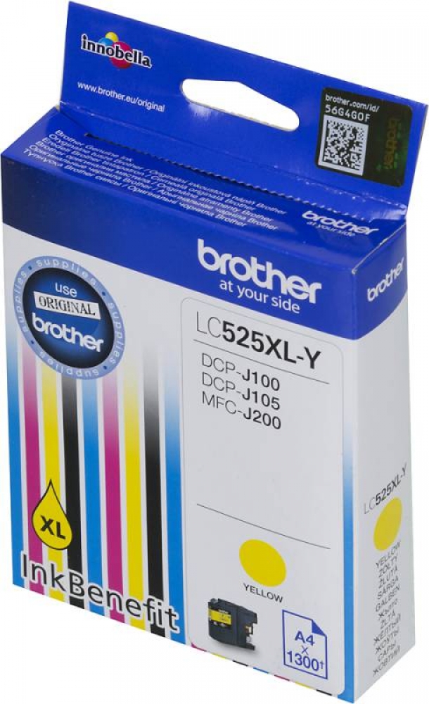 Картридж струйный Brother LC525XLY Желтый для Brother DCP-J100, J105, J200 (1300стр.) LC525XLY