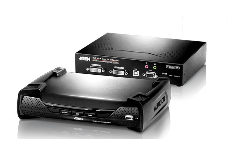 Удлинитель ATEN KVM USB DVI+AUDIO+RS232, 100 метр. подкл через swicth, 1xUTP Cat5e, без шнуров, Б.П.220> 5V KE6940R-AX-G KE6940R-AX-G