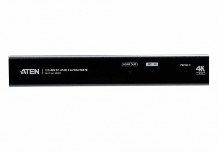 Конвертер ATEN 3G/6G/12G/HD-SDI=>HDMI+AUDIO, BNC>HDMI+BNC+2xRCA, Female, DC 5V, (макс,разр,HDMI 3840x2160 60Hz;SDi 4K DCI 25p;частота верт,развертки до 60Гц;выбор EDID для звука) VC486-AT-G VC486-AT-G