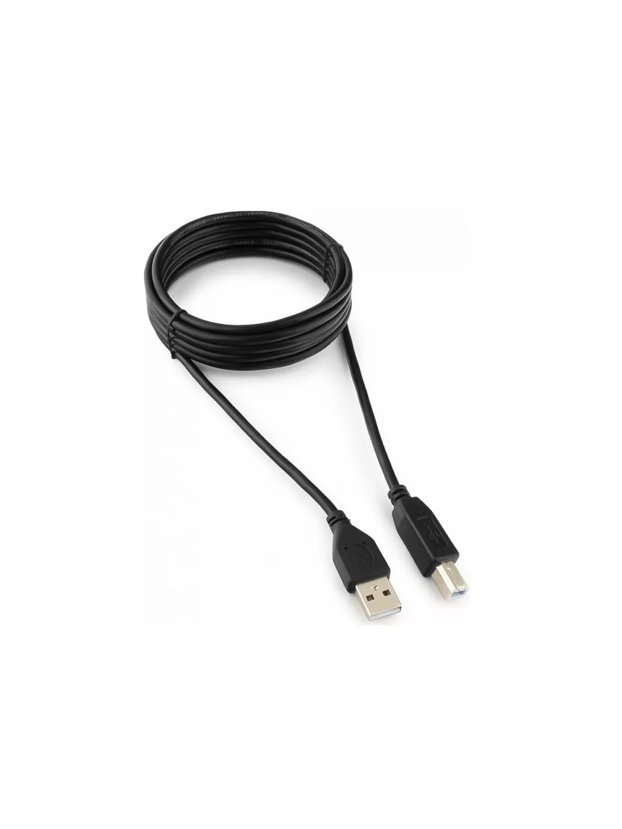 Кабель Gembird\Cablexpert USB 2.0 AM/BM экран,золот. контакты, черный CCP-USB2-AMBM-10 CCP-USB2-AMBM-10