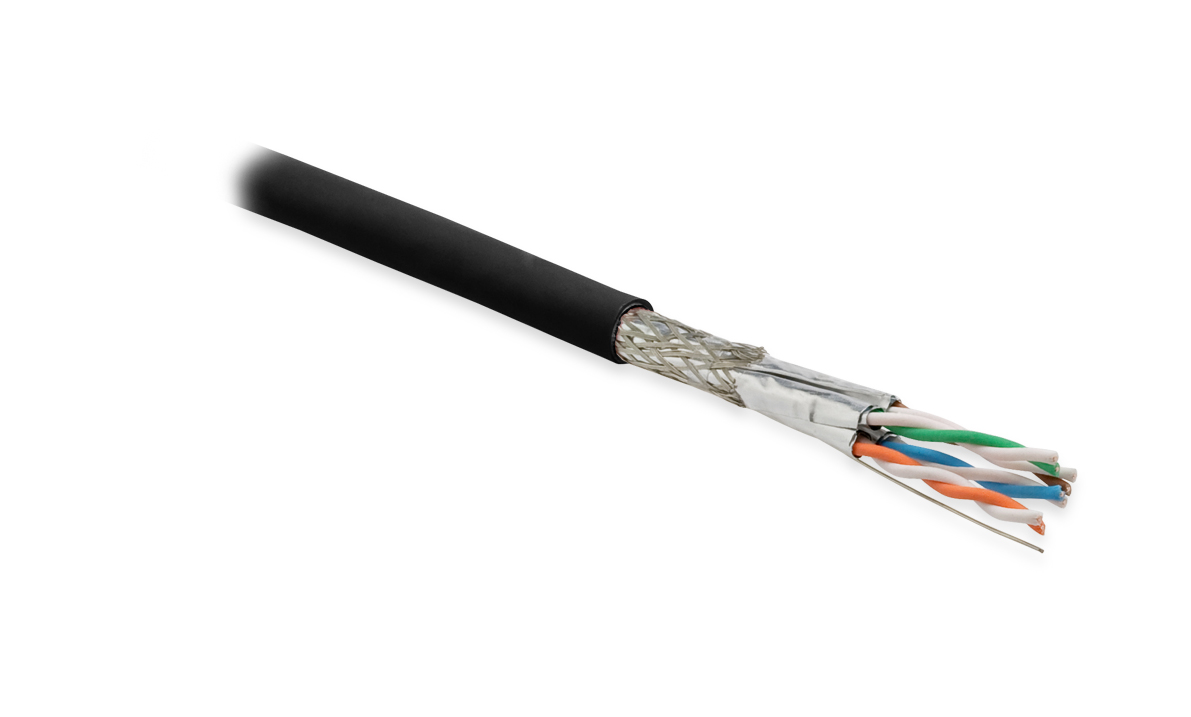 Кабель Hyperline (500 м) витая пара U/FTP, кат. 6, 4 пары (23 AWG), одножильный (solid), фольгир. пары, внешний, LSZH нг(C)-HF, -40°C-+75°C, черный-гарантия: 15 лет компонентная SFTP4-C6A-S23-OUT-PE-BK-500 SFTP4-C6A-S23-OUT-PE-BK-500