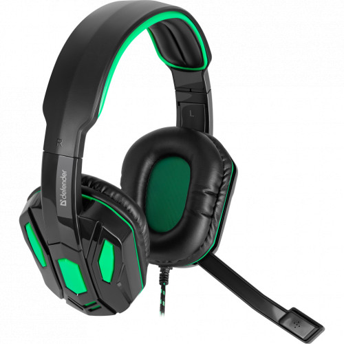 Гарнитура Defender игровая Warhead G-275 зеленый + черный, кабель 1,8 м 64122 64122
