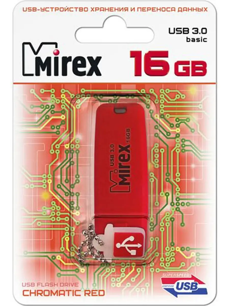 Флеш накопитель Mirex 13600-FM3СHR16 16GB,Chromatic,USB 3.0,красный 13600-FM3СHR16 13600-FM3СHR16