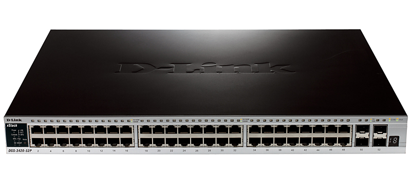 Коммутатор D-Link L3 Managed Switch with 48 10/100/1000Base-T ports and 4 10GBase-X SFP+ ports (48 PoE ports 802.3af/802.3at (30 W), PoE Budget 370W, PoE Budget with RPS DPS-700 740W) DGS-3420-52P/B1A DGS-3420-52P/B1A