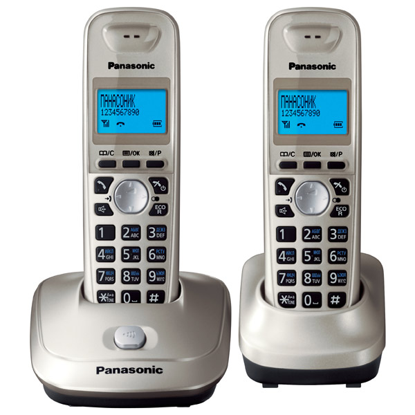 Телефон DECT Panasonic 2 р.т., АОН, дисплей, подсветка дисплея,часы, 50 ном., полифония, спикерфон (платиновый) KX-TG2512RUN KX-TG2512RUN