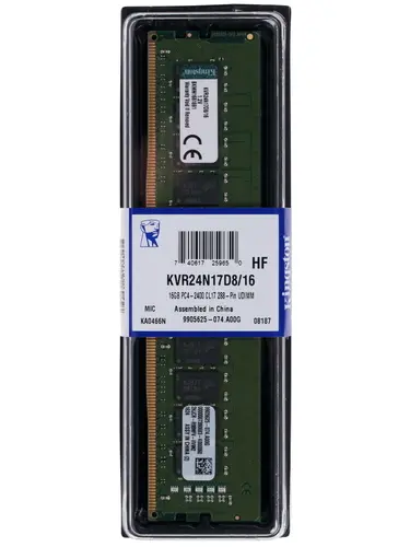 Модуль памяти Kingston DDR 4 DIMM 16Gb PC19200, 2400Mhz, (retail) KVR24N17D8/16 KVR24N17D8/16