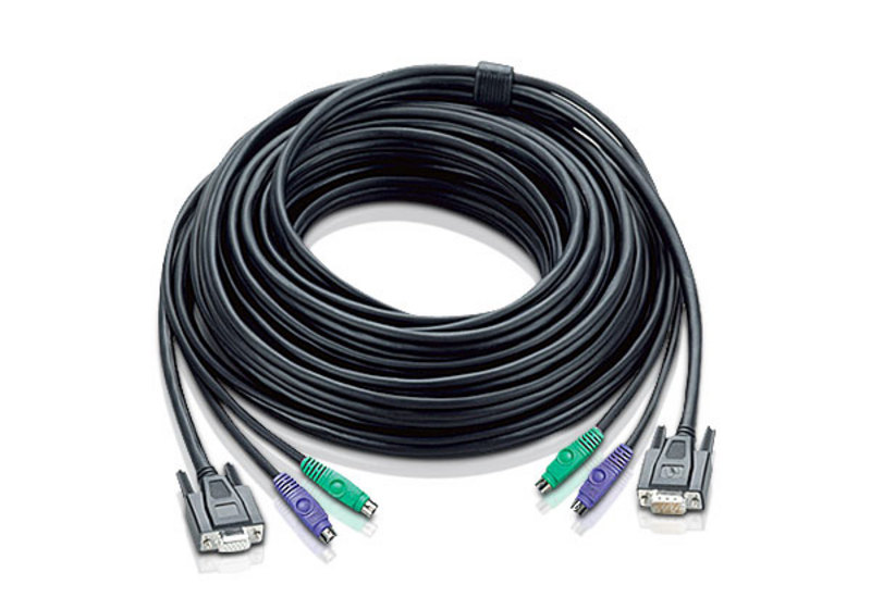 Кабель ATEN монитор+клав.+мышь PS/2, HD DB15+2x6MINI-DIN, Female/2xMale-3xMale, опрессованный, 10 м. 2L-1010P/C 2L-1010P/C