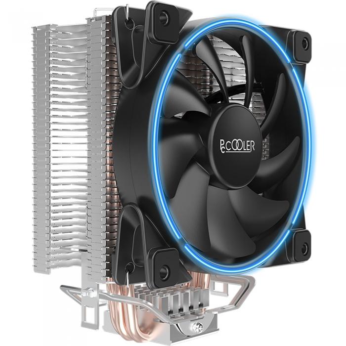 Вентилятор PCCooler S775/115X/AM2/AM3/AM4 (TDP 125W, вент-р 120мм с PWM, 3 тепловые трубки 6мм, синяя LED подсветка, 1000-1800RPM, 26.5dBa) GI-X3B GI-X3B