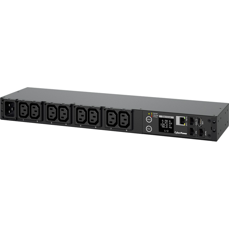 Блок распределения питания CyberPower 20MHVIEC8FNET Monitor, 1U, 16Amp, 8 IEC outlets, PPBE management S/W PDU31005 PDU31005