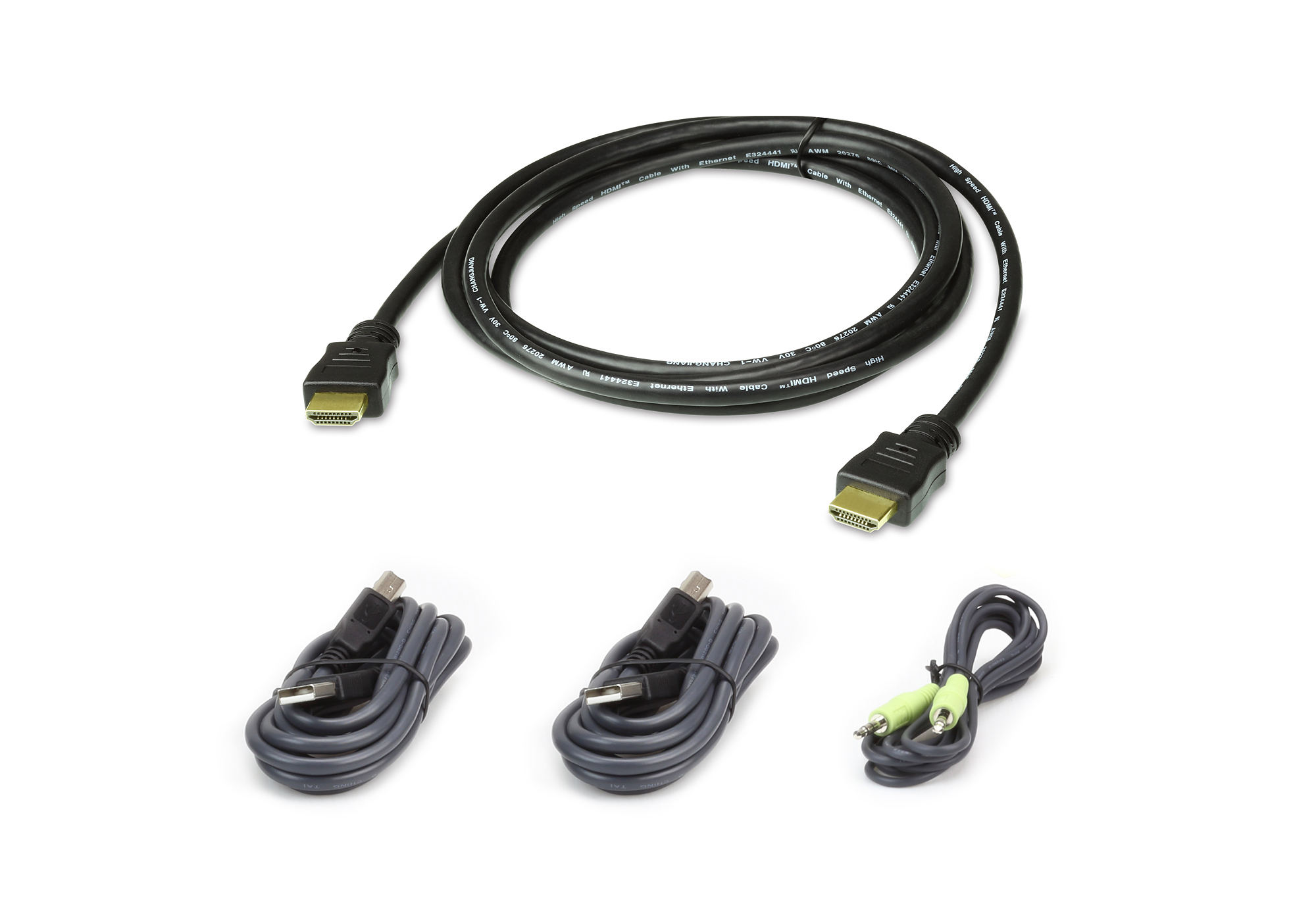 Кабель ATEN мон+клав+мышь USB+аудио, HDMI+2xUSB A-Тип/B-тип+MINIJACK, Male, опрессованный,   1,8 метр черный 2L-7D02UHX4 2L-7D02UHX4