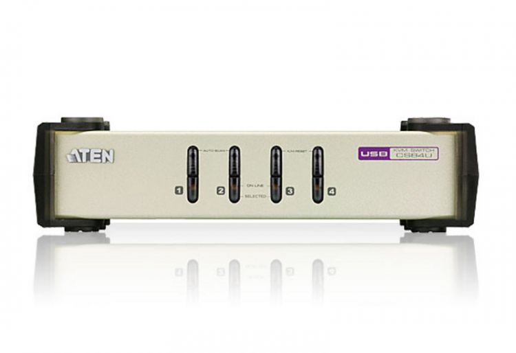 KVM переключатель ATEN VGA/SVGA+KBD+MOUSE, 1> 2 блока/порта PS/2, c KVM-шнурами PS/2 2х1.2м, (DDC2B+электростр.) CS72ECZ-AT CS72ECZ-AT