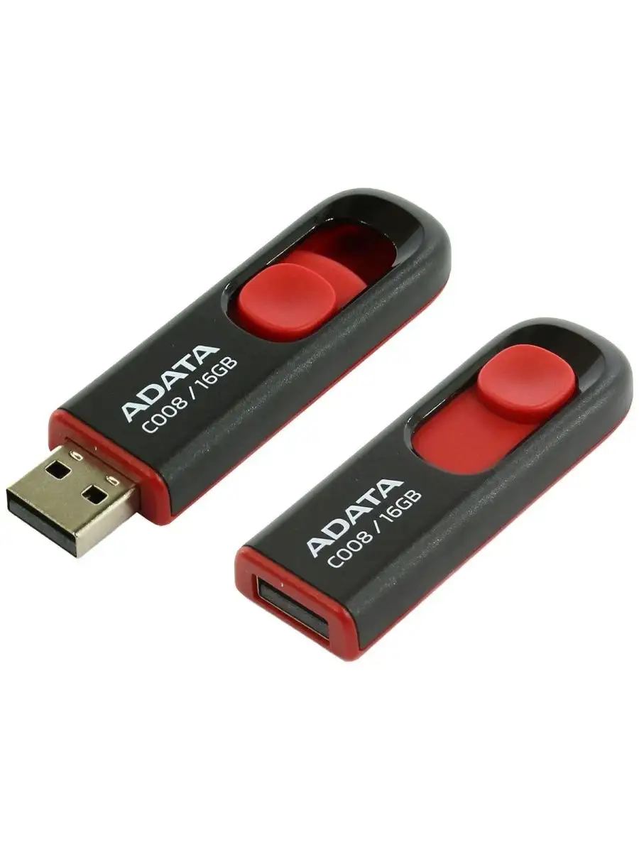 Флеш накопитель ADATA  AC008-16G-RKD 16GB,C008,black-red AC008-16G-RKD AC008-16G-RKD