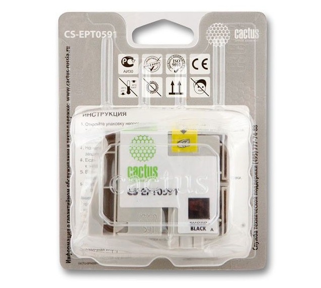 Картридж Cactus струйный CS-EPT0591 черный для Epson Stylus Photo R2400 (14.8мл) CS-EPT0591 CS-EPT0591