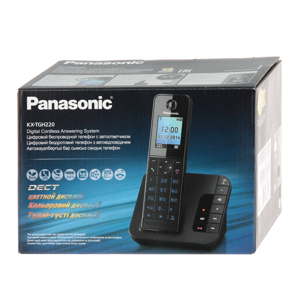 Телефон DECT Panasonic АОН, а/о 40 мин., Цв. TFT дисп.,до 6-ти тр, 200 ном., радионяня, резервное питание, чёрный KX-TGH220RUB KX-TGH220RUB