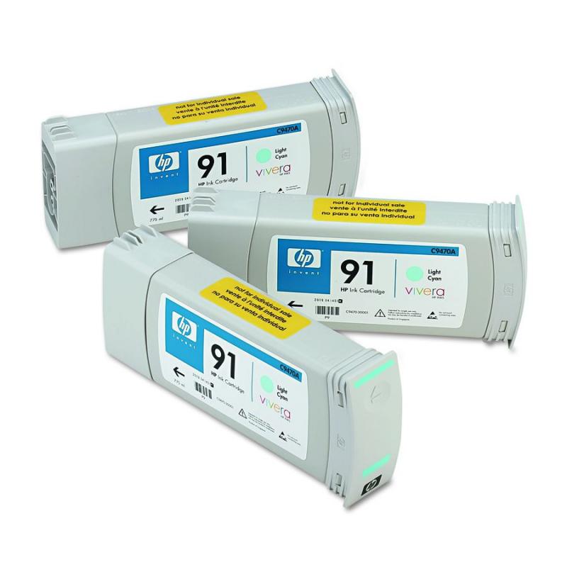 Картридж HP 91 Light Cyan Pigment для Designjet Z6100 Photo Printer 3х775-ml C9486A C9486A