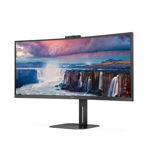 Монитор AOC 34" CU34V5CW Curved 3440x1440 100Гц VA LED 16:9 4(1)ms HDMI DP USB-C/4xUSB3.2 20M:1 3000:1 178/178 300cd WebcamTilt HAS Swivel Speakers 2*5W Black CU34V5CW/BK CU34V5CW/BK