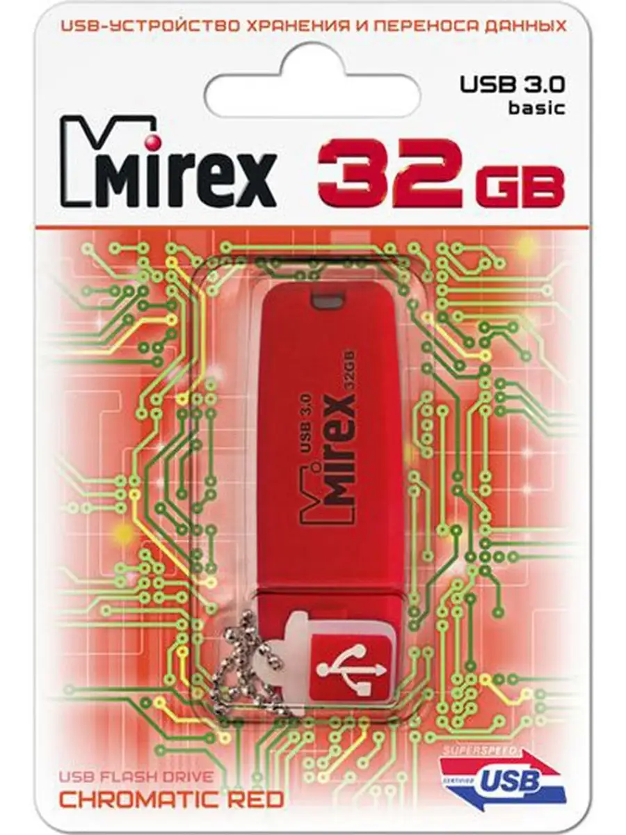 Флеш накопитель Mirex 13600-FM3СHR32 32GB,Chromatic,USB 3.0,красный 13600-FM3СHR32 13600-FM3СHR32