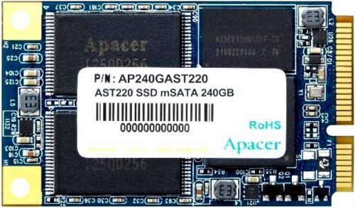 Твердотельный накопитель Apacer mSATA 240GB AST220 Client SSD SATA 6Gb/s, 520/495, IOPS 85/86K, MTBF 1.5M, 3D TLC, 32MB, 140TBW, 0.5 AP240GAST220-1 AP240GAST220-1