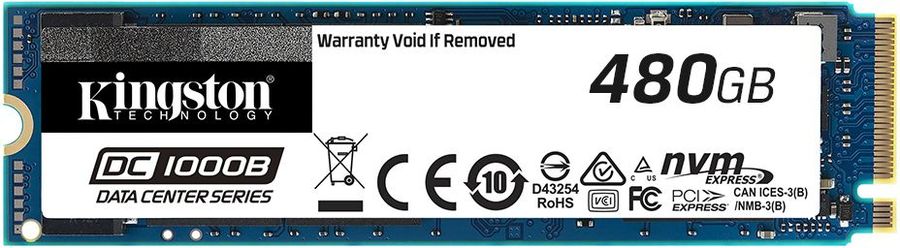 Твердотельный накопитель Kingston SSD M.2 480Gb DC1000B Series (PCI-E 3.0 x4, up to 3200/565Mbs, 3D TLC, NVMe, AES-256, 475TBW, 0.5DPD SEDC1000BM8/480G SEDC1000BM8/480G