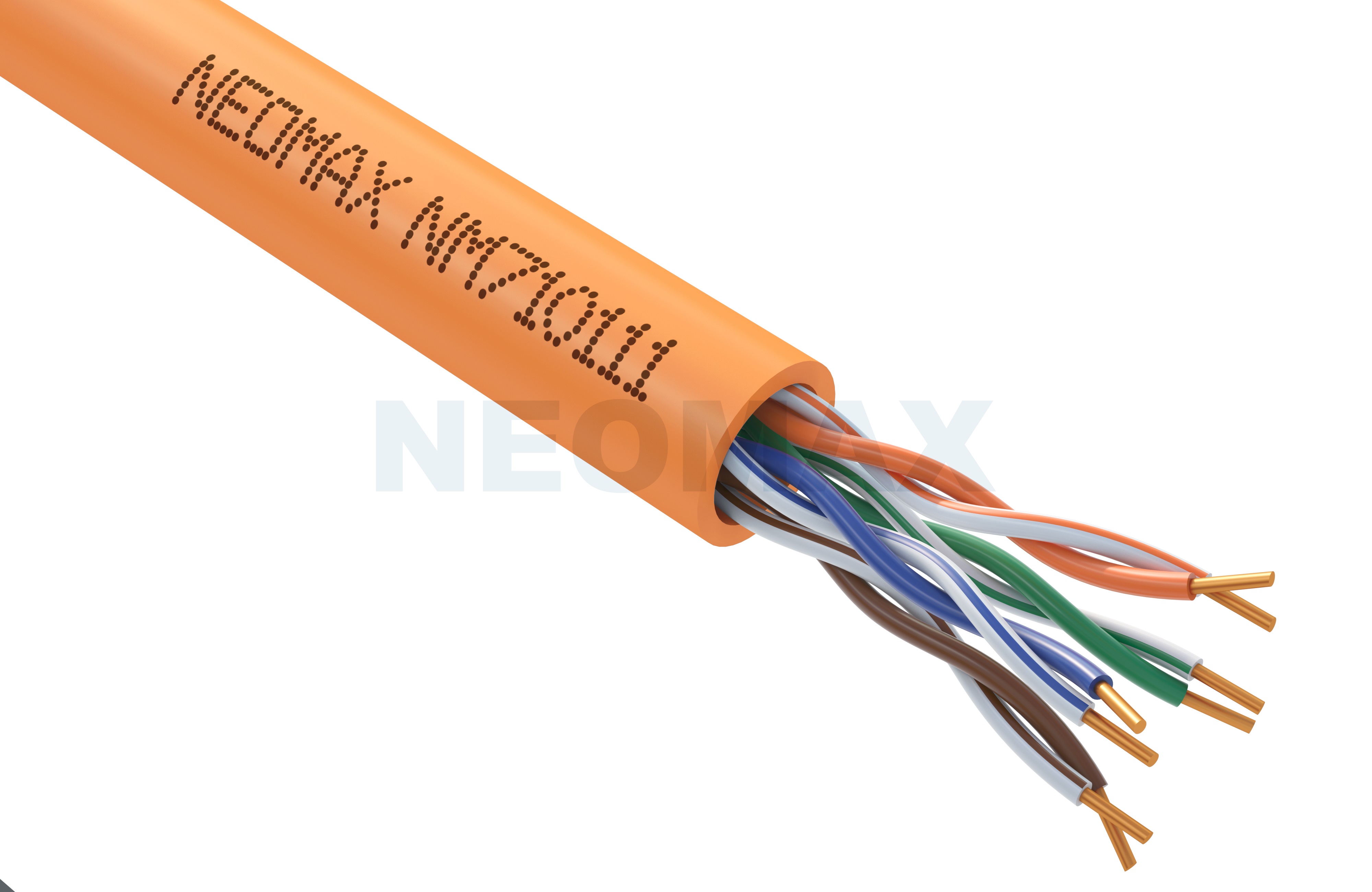 Кабель Neomax 5e U/UTP 4 пары внутренний (-20℃ to +60℃) 24AWG(0.52 мм) Cu (Чистая медь) Одножильный (Solid) LSZH 305м Оранжевый NM710111 NM710111