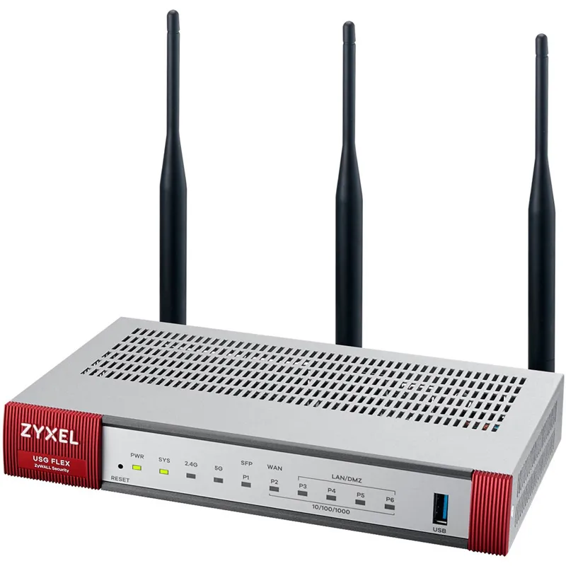 Межсетевой экран Zyxel ZyWALL USG FLEX 100W с набором подписок на 1 год (AS,AV,CF,IDP), 2xWAN GE (1xRJ-45 и 1xSFP), 4xLAN/DMZ GE, 802.11a/b/g/n/ac (2,4 и 5 ГГц), 1xUSB3.0, AP Controller (8/24) USGFLEX100W-RU0102F USGFLEX100W-RU0102F