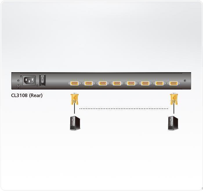 Консоль ATEN 18.5" 8-Port PS/2-USB VGA Single Rail WideScreen LCD KVM Switch CL3108NX-ATA-RG CL3108NX-ATA-RG
