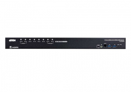KVM-переключатель ATEN KVM+Audio+USB 3,1 Gen1, 1> 8 блоков/портов/port USB, компл,шнур,:HDMI;USB;AUDIO 2х1,8м,, (макс,разр,4096x2160/3840x2160 60Hz 4:2:0;консоль упр,- USB;+ 2 порт, HUB USB 3,1 Gen1) CS18208-AT-G CS18208-AT-G