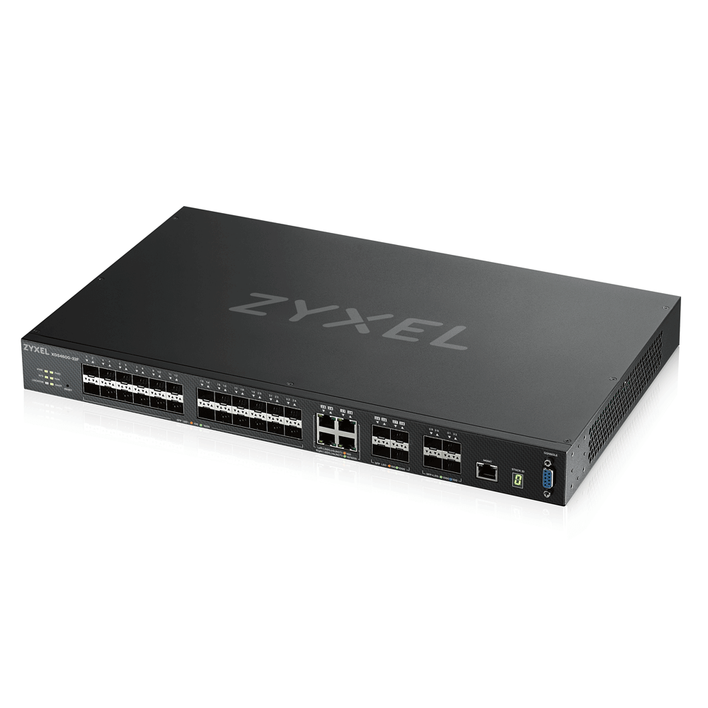 Коммутатор ZYXEL XGS4600-32F, L3, 24xSFP, 4xCombo (SFP/RJ-45), 4xSFP+, стекируемый (до 4), 2 источника питания AC XGS4600-32F-ZZ0102F XGS4600-32F-ZZ0102F