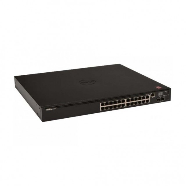 Коммутатор Dell EMC N2024, 24x1GbE, 2x10GbE SFP+ fixed ports, Stackable, no Stacking Cable, air flow from ports to PSU, PDU, 3YPSNBD (210-ABNV) N2024-ABNV-01 N2024-ABNV-01