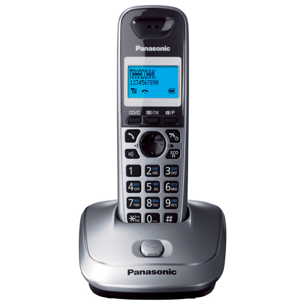 Телефон DECT Panasonic АОН, дисплей, подсветка дисплея,часы, 50 ном., полифония, спикерфон (тёмно серый) KX-TG2511RUM KX-TG2511RUM