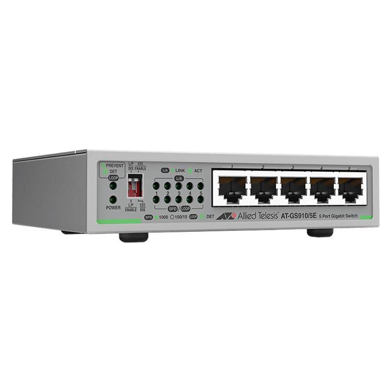 Коммутатор Allied Telesis 5 port 10/100/1000TX with external power supply EU Power Adapter AT-GS910/5E-50 AT-GS910/5E-50