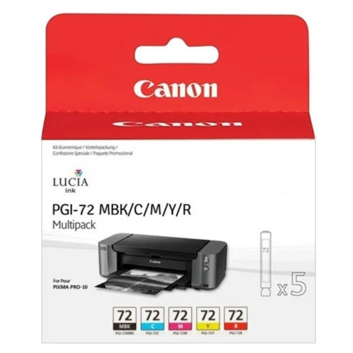 Набор картриджей Canon  PGI-72 MBK/C/M/Y/R Multi Pack PGI-72 MBK/C/M/Y/R Multi Pack многоцветный, 5 картриджей 6402B009 6402B009