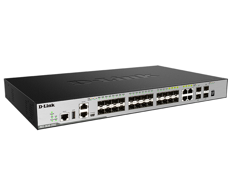 БУ Управляемый коммутатор D-Link L3 with MPLS Image 20 SFP ports + 4 Combo 10/100/1000BASE-T/SFP ports + 4 10 GbE SFP+ (DGS-3630-28SC) БУ DGS-3630-28SC
