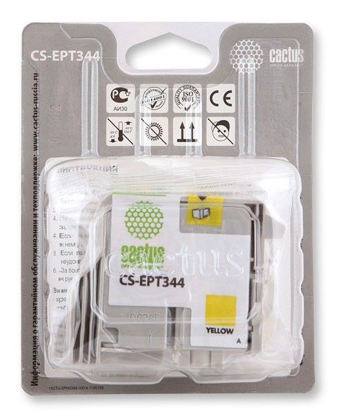Картридж Cactus струйный CS-EPT344 желтый для Epson Stylus Photo 2100 (15.4мл) CS-EPT344 CS-EPT344