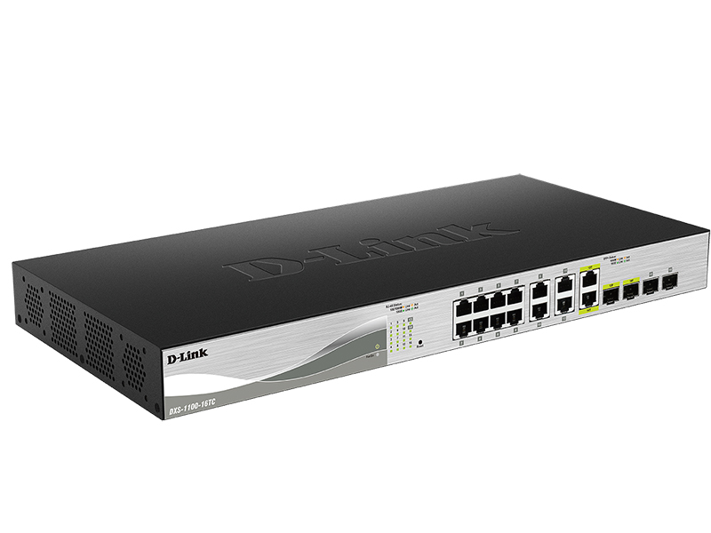 Коммутатор D-Link L2 Smart Switch with 12 10GBase-T ports and 2 10GBase-T/SFP+ combo-ports and 2 10GBase-X SFP+ ports DXS-1100-16TC/A1A DXS-1100-16TC/A1A