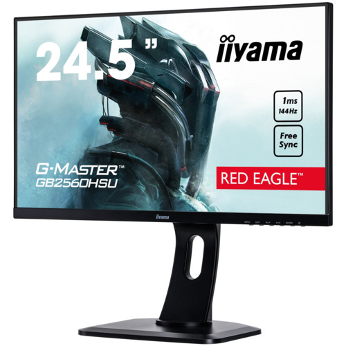 Монитор IIYAMA 24,5" G-MASTER 1920x1080@144Гц TN LED 16:9 1ms HDMI DP 2*USB2.0 80M:1 1000:1 170/160 400cd HAS Pivot Tilt Swivel Speakers Black GB2560HSU-B1 GB2560HSU-B1