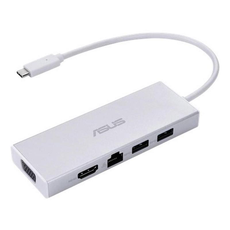 Док-станция ASUS USB OS200 USB-C DONGLE Docking Station.USB 3.0 х 2,RJ-45х1,VGAх1,HDMIх1.порт HDMI HDMI and VGA ports supports up to 2K (2048x1152), а порт DVI-I до 83 г/Серебристый 90XB067N-BDS000 90XB067N-BDS000