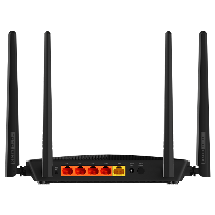 Маршрутизатор TOTOLINK Двухдиапазонный беспроводной гигабитный, поддерживает стандарты IEEE 802.11ac/a/b/g/n. Чипсет RTL8197FS-VE5, 16Mb Flash/128Mb RAM, частота процессора 1ГГц, 5*GE Ports(1*WAN+4*LAN) , 1* Reset/WPS button, 4*5dBi fixed antennas, 1 A3002R V2