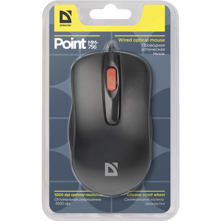 Мышь Defender проводная оптическая  Point MM-756 черный,3 кнопки,1000 dpi 52756 52756 #3