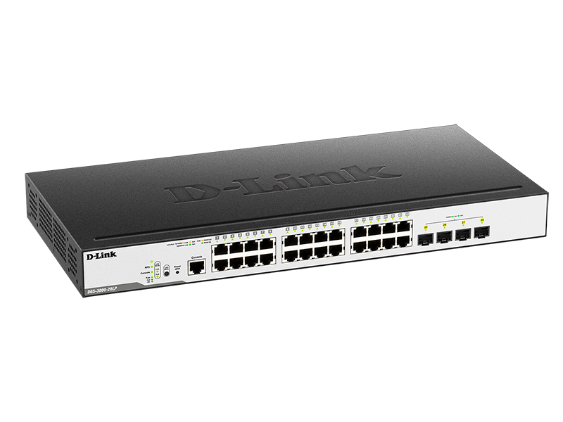 Коммутатор D-Link L2 Managed Switch with 24 10/100/1000Base-T ports and 4 1000Base-X SFP ports (24 PoE ports 802.3af/802.3at (30 W), PoE Budget 193W) DGS-3000-28LP/B1A DGS-3000-28LP/B1A