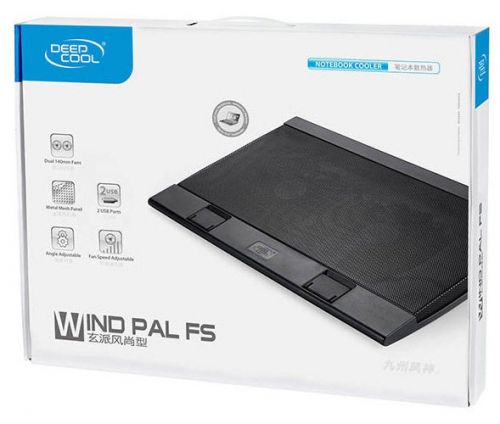 Подставка DEEPCOOL для ноутбука Deepcool WIND PAL FS 17"382x262x24мм 27дБ 2xUSB 2x 140ммFAN 793г черный WINDPALFS WINDPALFS