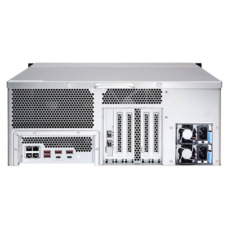 Сетевой RAID-накопитель QNAP 24-Bay Intel Core i5-8500 6-core 3.0 GHz (up to 4.0 GHz), 8 GB UDIMM DDR4 (2 x 4GB), 24x 2.5"/3.5" SATA HDD/SSD, 4x GbE LAN, 2 x 10GbE SFP+, 2xPSU, rackmount 4U. W/o rail kit RAIL-A02-90 TVS-2472XU-RP-i5-8G TVS-2472XU-RP-i5-8G